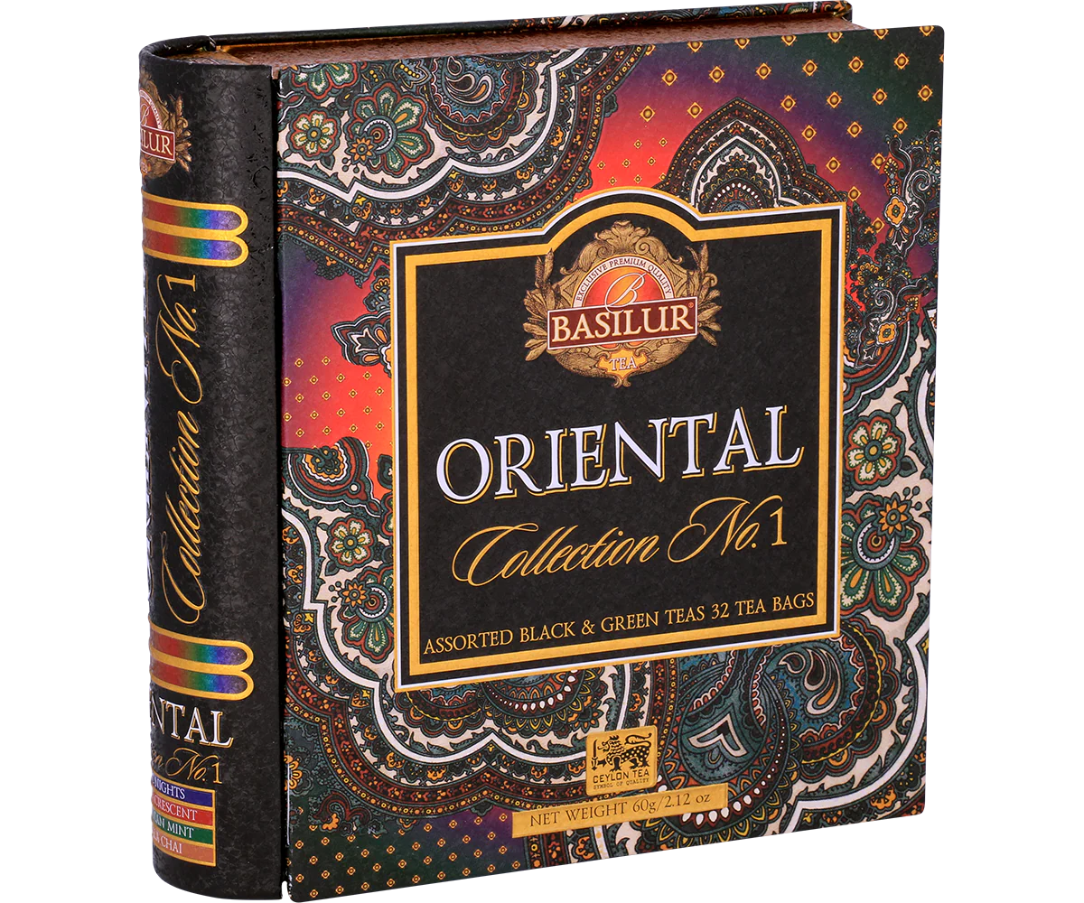 Oriental Collection Tea Book - 32 Enveloped Tea Bags - 4 Flavours of Green And Black Ceylon Tea