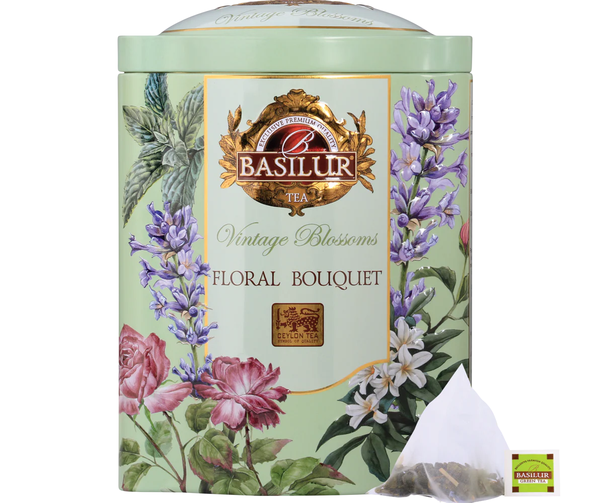 Vintage Blossoms Floral Bouquet - Green Tea - 20 Luxury Pyramid Tea Bags