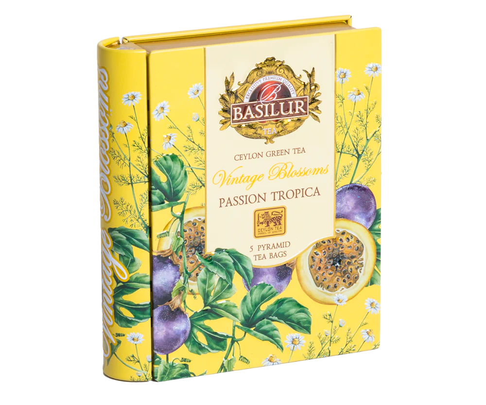 Mini Tea Book - Vintage Blossoms - Passion Tropical - 5 Pyramid Tea Bags