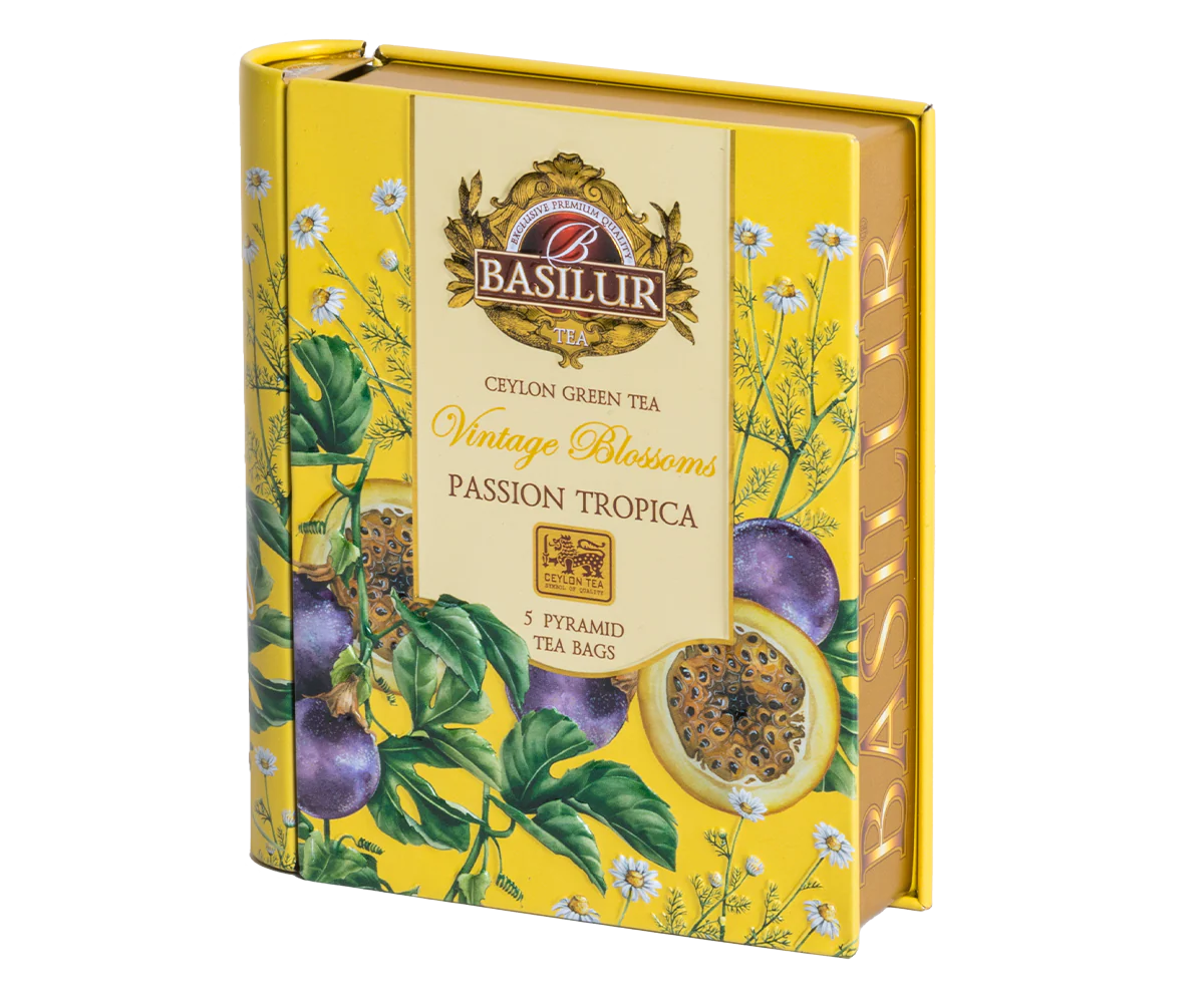 Mini Tea Book - Vintage Blossoms - Passion Tropical - 5 Pyramid Tea Bags - Image 2