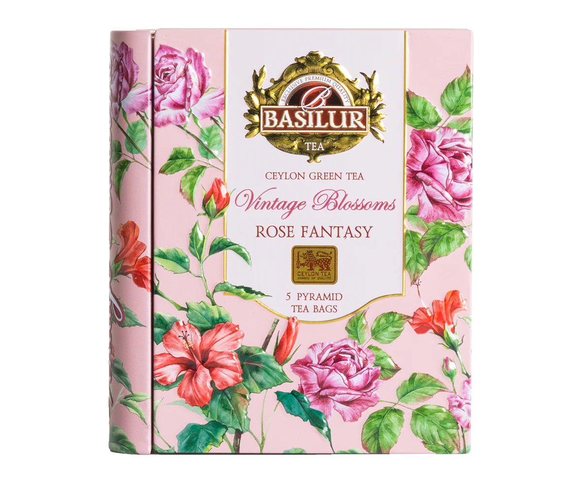 Mini Tea Book -Vintage Blossoms - Rose Fantasy - 5 Pyramid Tea Bags - Image 3